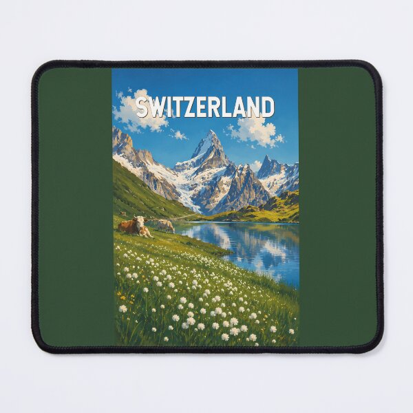 Item preview, Switzerland Cows Cow Illustration Travel Art Vintage designed and sold by KrisSidDesigns.