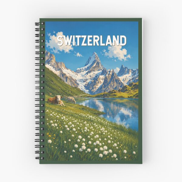 Item preview, Switzerland Cows Cow Illustration Travel Art Vintage designed and sold by KrisSidDesigns.