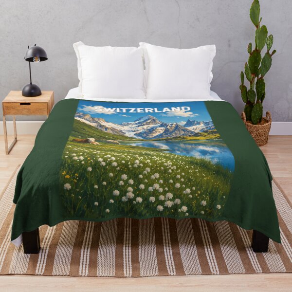 Item preview, Switzerland Cows Cow Illustration Travel Art Vintage designed and sold by KrisSidDesigns.