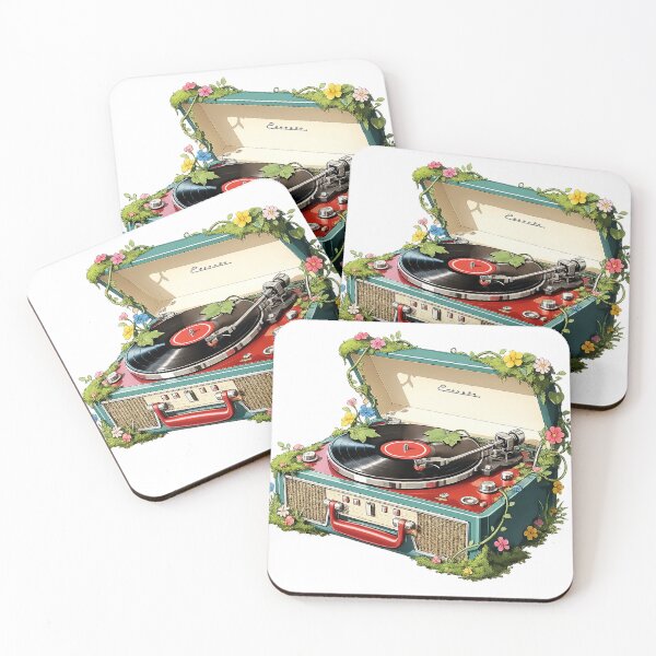 Item preview, Vintage Floral Record Player Illustration designed and sold by PIXEL POP DESIGNS - Beyond the Norm!.