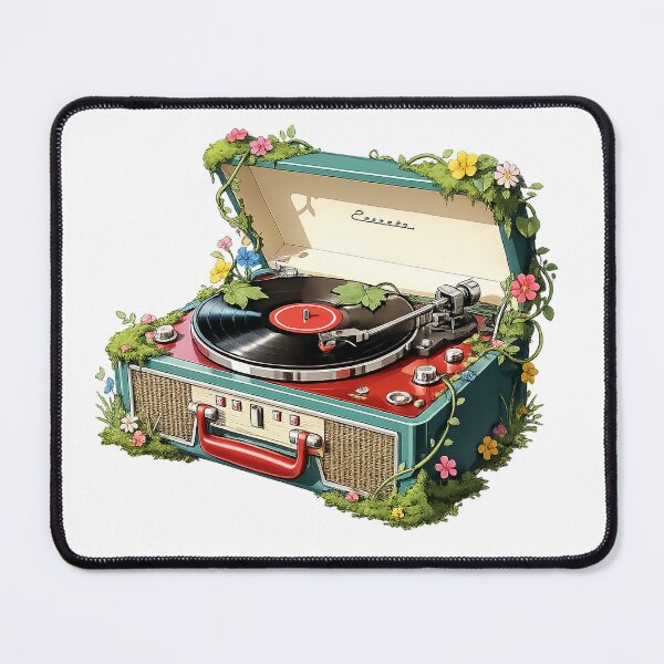 Item preview, Vintage Floral Record Player Illustration designed and sold by PIXEL POP DESIGNS - Beyond the Norm!.