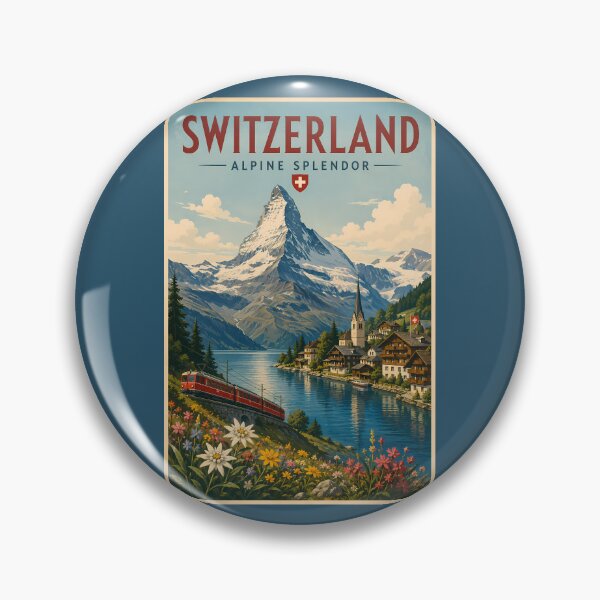 Item preview, Switzerland Illustration Travel Art Vintage designed and sold by KrisSidDesigns.