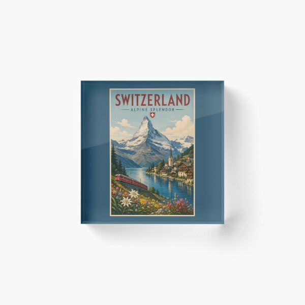 Item preview, Switzerland Illustration Travel Art Vintage designed and sold by KrisSidDesigns.
