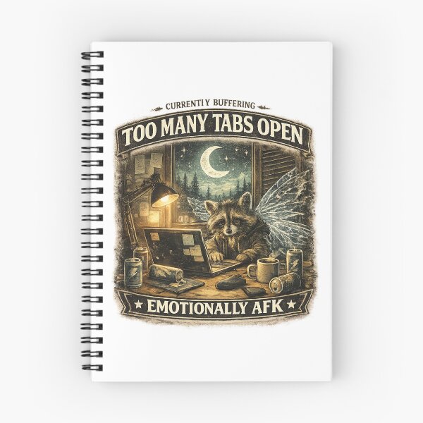 Item preview, Currently Buffering – Too Many Tabs Open | Funny Raccoon Meme Aesthetic | Emotional AFK designed and sold by MartBook.