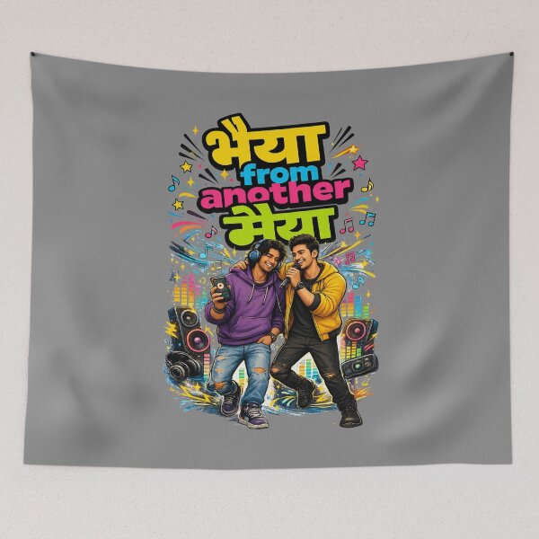 Item preview, Bhaiya from another Maiya - Music Lovers / Musicians | Quirky Hindi Theme Tshirt designed and sold by freezed-frames.