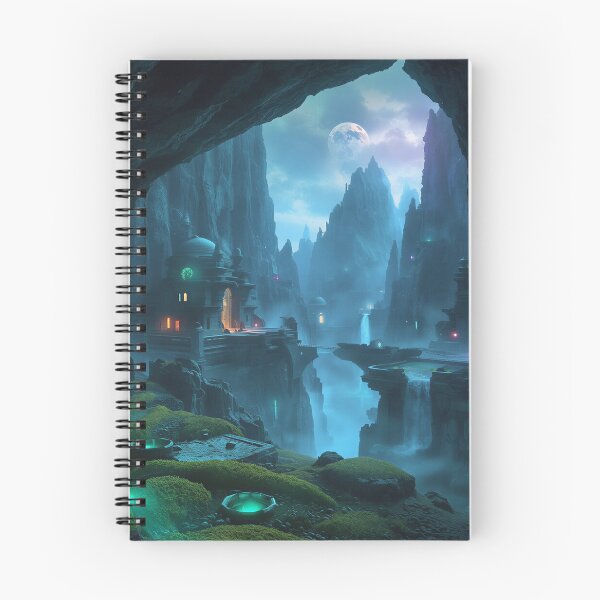 Item preview, Bioluminescent Canyon Temple Fantasy Landscape designed and sold by Luminous Wilds.