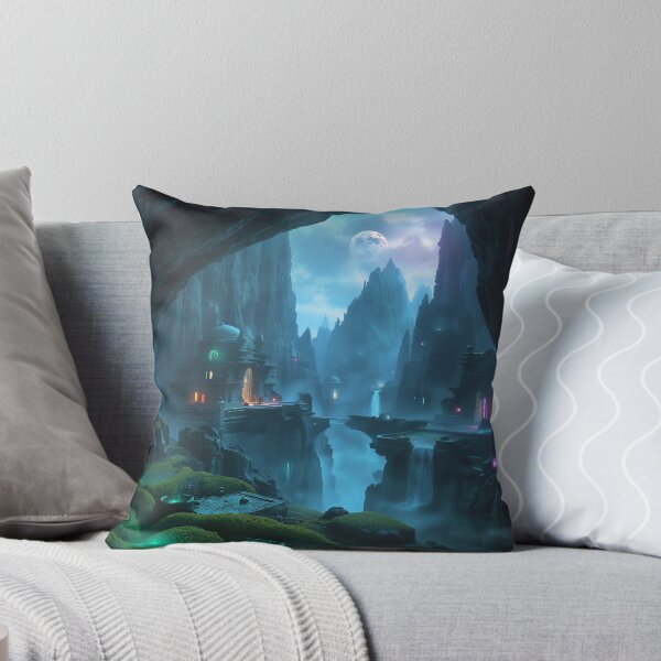 Item preview, Bioluminescent Canyon Temple Fantasy Landscape designed and sold by Luminous Wilds.