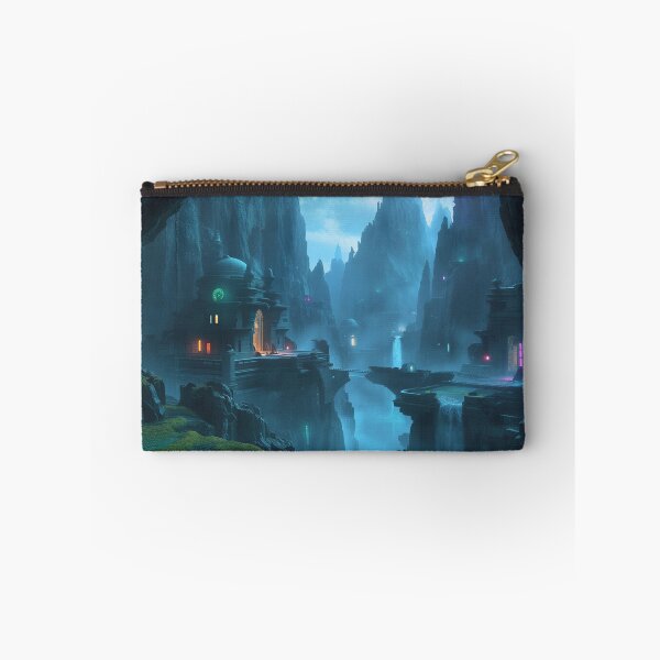 Item preview, Bioluminescent Canyon Temple Fantasy Landscape designed and sold by Luminous Wilds.