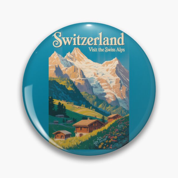 Item preview, Switzerland Landscape Illustration Travel Art Vintage designed and sold by KrisSidDesigns.