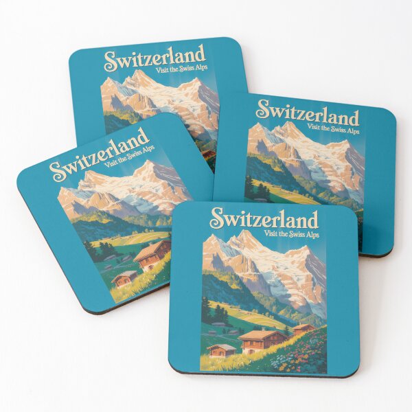 Item preview, Switzerland Landscape Illustration Travel Art Vintage designed and sold by KrisSidDesigns.