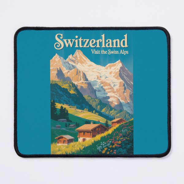 Item preview, Switzerland Landscape Illustration Travel Art Vintage designed and sold by KrisSidDesigns.