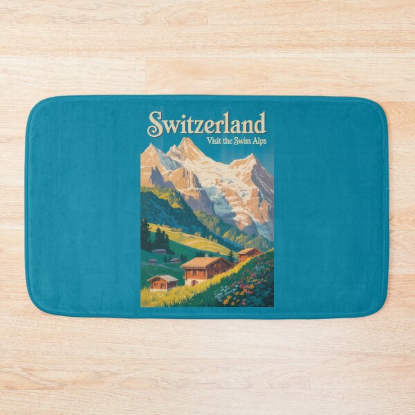 Item preview, Switzerland Landscape Illustration Travel Art Vintage designed and sold by KrisSidDesigns.