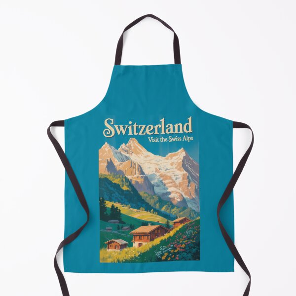 Item preview, Switzerland Landscape Illustration Travel Art Vintage designed and sold by KrisSidDesigns.