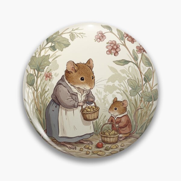 Item preview, Mother and Child Mouse Harvesting Berries designed and sold by Pasteltone.
