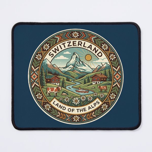 Item preview, Switzerland Illustration Travel Art Badge designed and sold by KrisSidDesigns.