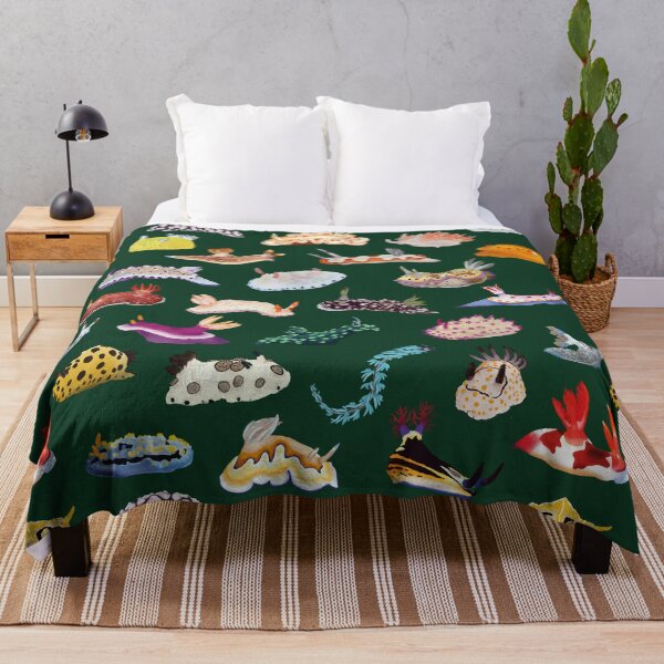 Item preview, Pattern 27 Nudibranch - sea slug - dark green designed and sold by Poulpimousse.