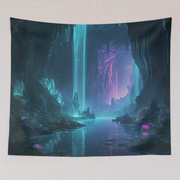 Item preview, Crystal Waterfall Cavern Fantasy Landscape designed and sold by Luminous Wilds.