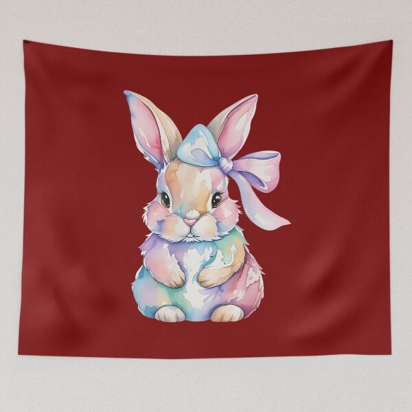 Item preview, Rabbit Watercolor Floral Spring Cottagecore  designed and sold by AliesKaruta.