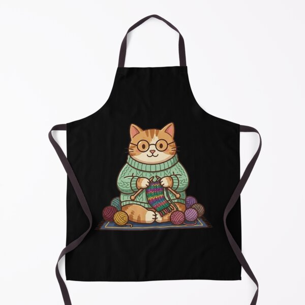 Item preview, Knitting Cat – Cozy Craft Animal Art designed and sold by Dogandesighn.
