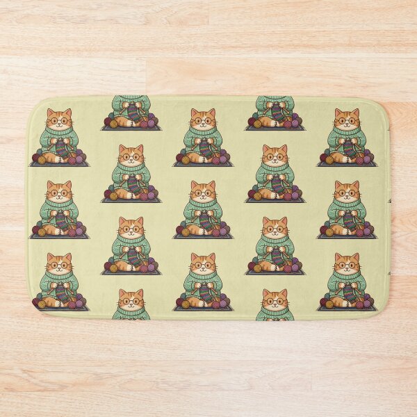 Item preview, Knitting Cat – Cozy Craft Animal Art designed and sold by Dogandesighn.