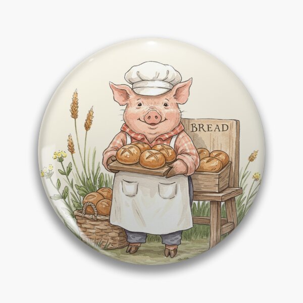 Item preview, Little Pig Baker Selling Fresh Bread Illustration designed and sold by Pasteltone.