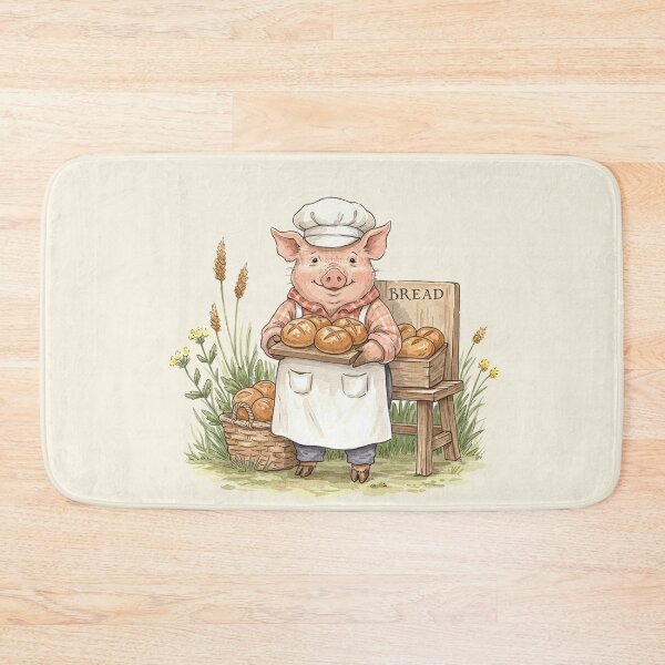 Item preview, Little Pig Baker Selling Fresh Bread Illustration designed and sold by Pasteltone.