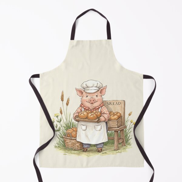 Item preview, Little Pig Baker Selling Fresh Bread Illustration designed and sold by Pasteltone.