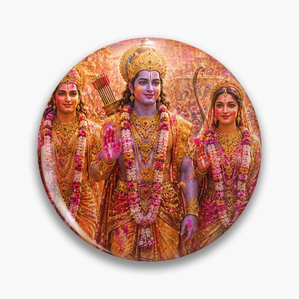 Item preview, Holi in Ayodhya | Lord Ram Sita Lakshman Festival Celebration Art designed and sold by Homyar.