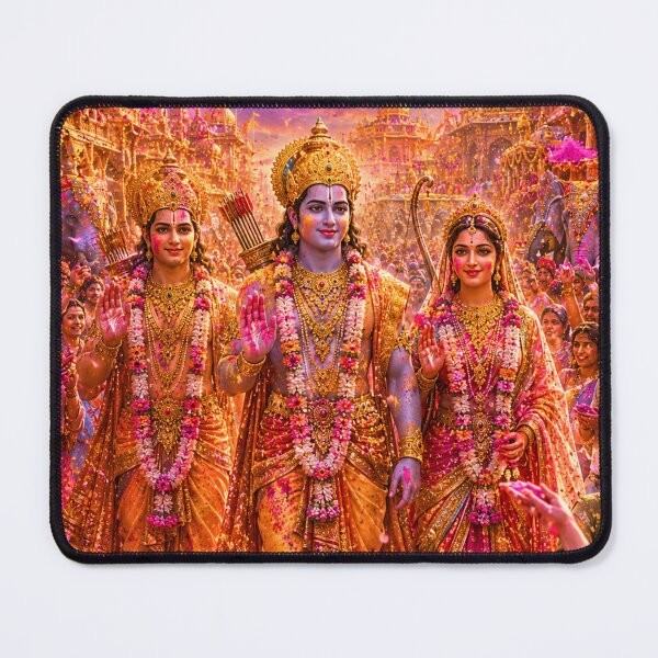Item preview, Holi in Ayodhya | Lord Ram Sita Lakshman Festival Celebration Art designed and sold by Homyar.