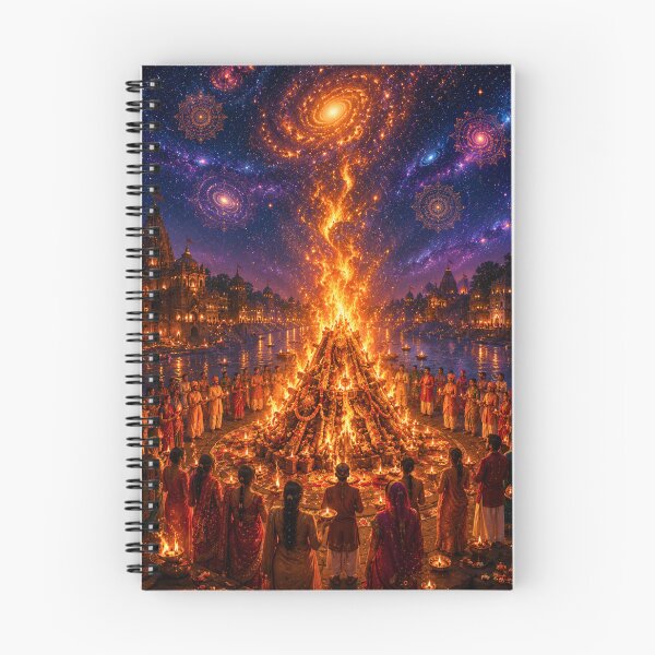 Item preview, Holika Dahan Cosmic Fire Ritual | Spiritual Holi Bonfire Art designed and sold by Homyar.