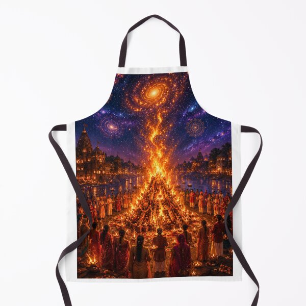 Item preview, Holika Dahan Cosmic Fire Ritual | Spiritual Holi Bonfire Art designed and sold by Homyar.