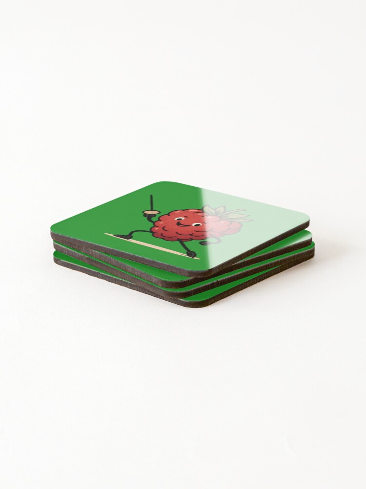 Thumbnail 4 of 5, Coasters (Set of 4), Funny Raspberry Doing Fencing designed and sold by AlchemyColor.