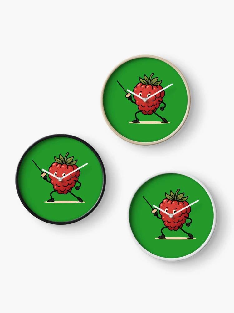 Thumbnail 3 of 4, Clock, Funny Raspberry Doing Fencing designed and sold by AlchemyColor.