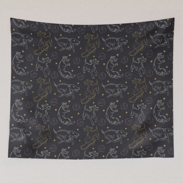 Item preview, Celestial Dog Seamless Pattern – Mystical Cosmic Puppy Gothic Design designed and sold by olenapetol.