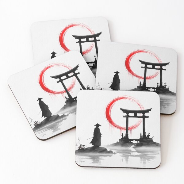 Item preview, Samurai Beneath the Crimson Moon – Minimalist Japanese Fantasy Art designed and sold by Ola-urb.