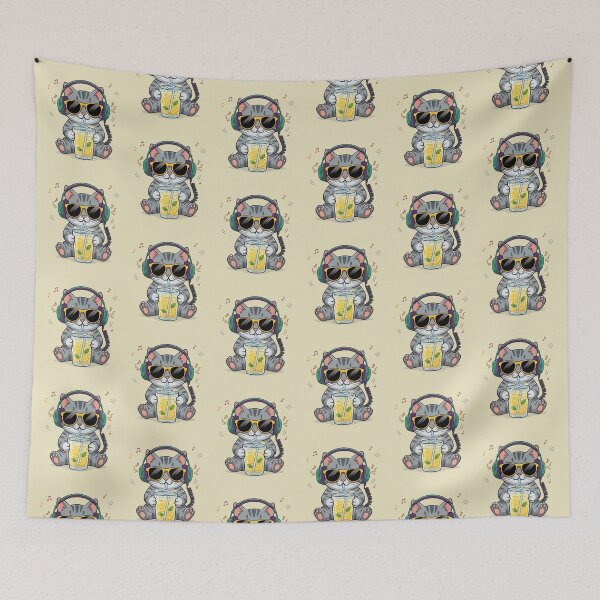 Item preview, Summer Groove – Music Loving Cat Art designed and sold by Dogandesighn.