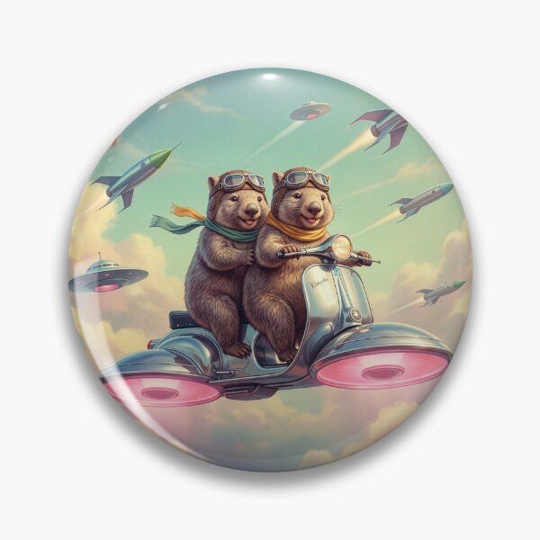 Item preview, Happy Wombats Ride the Skies in Their Hovercraft designed and sold by Tridentulus.