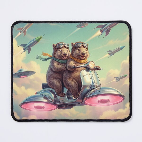Item preview, Happy Wombats Ride the Skies in Their Hovercraft designed and sold by Tridentulus.