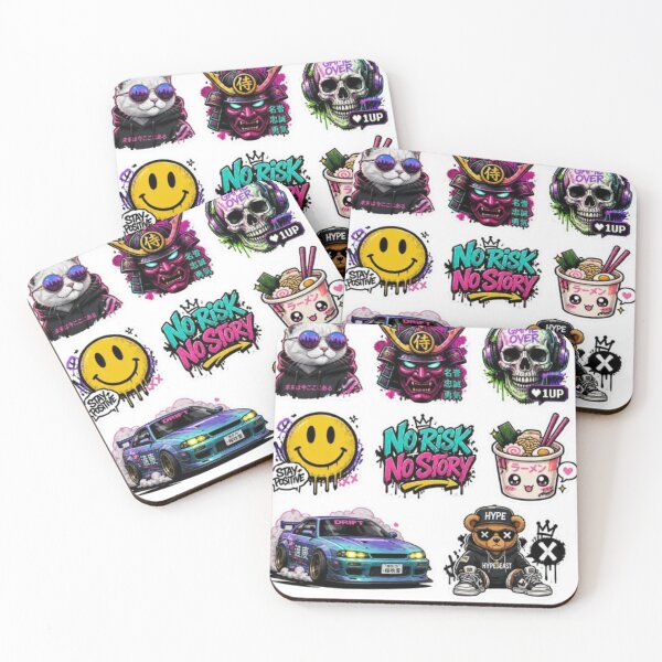 Item preview, Skeleton Cat Drifting Car Funny Anime Sticker designed and sold by PrintWavePro.