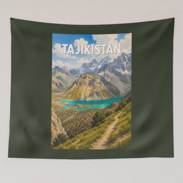 Item preview, Tajikistan Illustration Travel Art Vintage designed and sold by KrisSidDesigns.