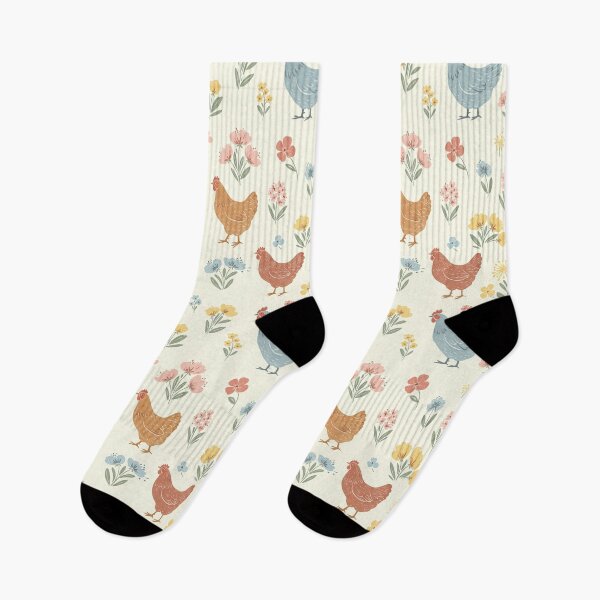 Item preview, Pastel Farm Chickens with Wildflowers 3 designed and sold by Pasteltone.
