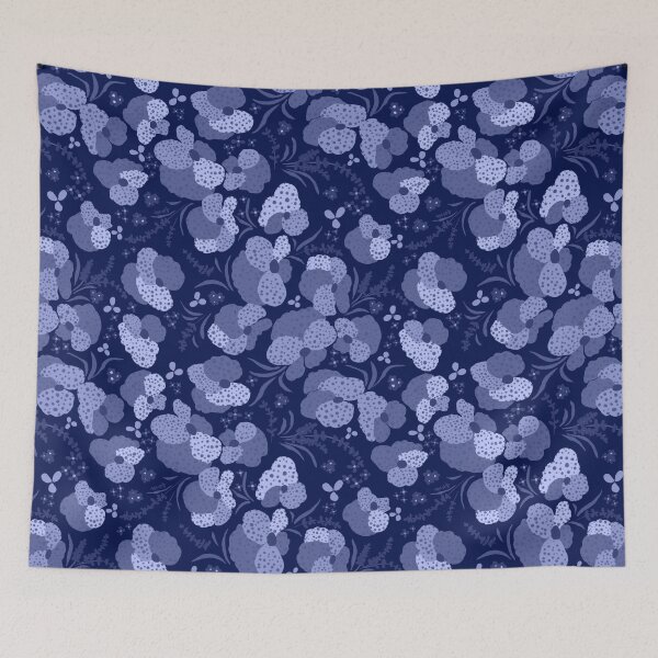 Item preview, Midnight Blue Textured Floral Pattern designed and sold by AneissPiaf.