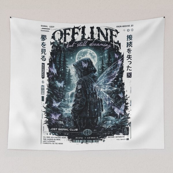 Item preview, Offline But Still Dreaming – Dark Anime Forest Fairy | Sad Aesthetic Lost Signal Club designed and sold by MartBook.