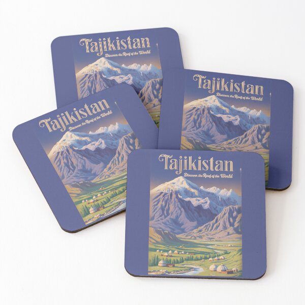Item preview, Tajikistan Landscape Illustration Travel Art Vintage designed and sold by KrisSidDesigns.