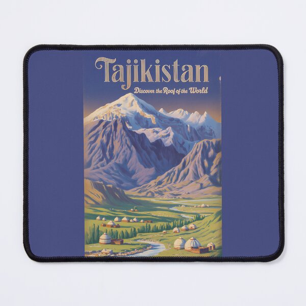 Item preview, Tajikistan Landscape Illustration Travel Art Vintage designed and sold by KrisSidDesigns.