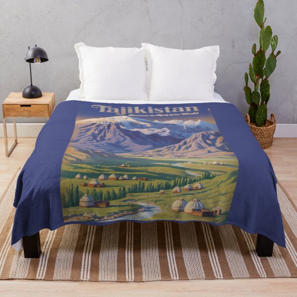 Item preview, Tajikistan Landscape Illustration Travel Art Vintage designed and sold by KrisSidDesigns.