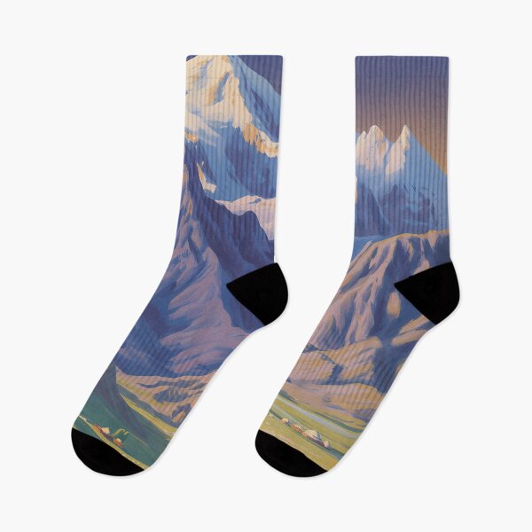 Item preview, Tajikistan Landscape Illustration Travel Art Vintage designed and sold by KrisSidDesigns.