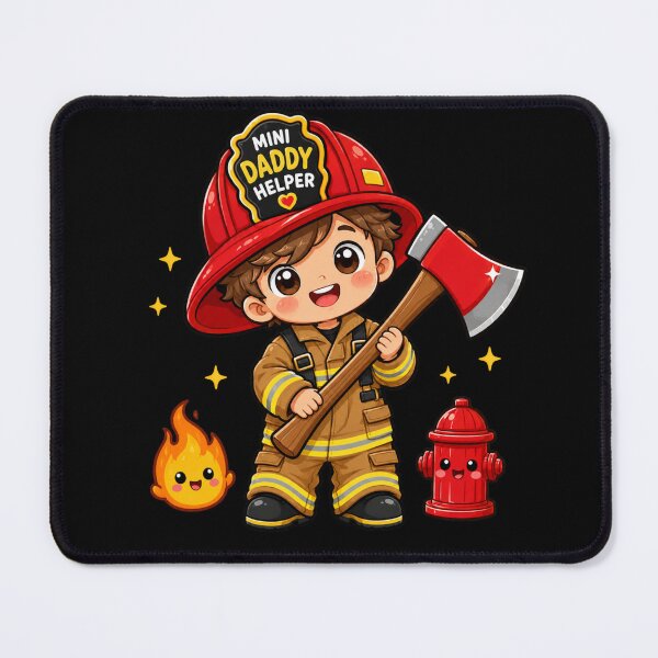 Item preview, Mini Daddy Helper Firefighter | Cute Brown Hair Toddler Firefighter Design designed and sold by HiPatti.