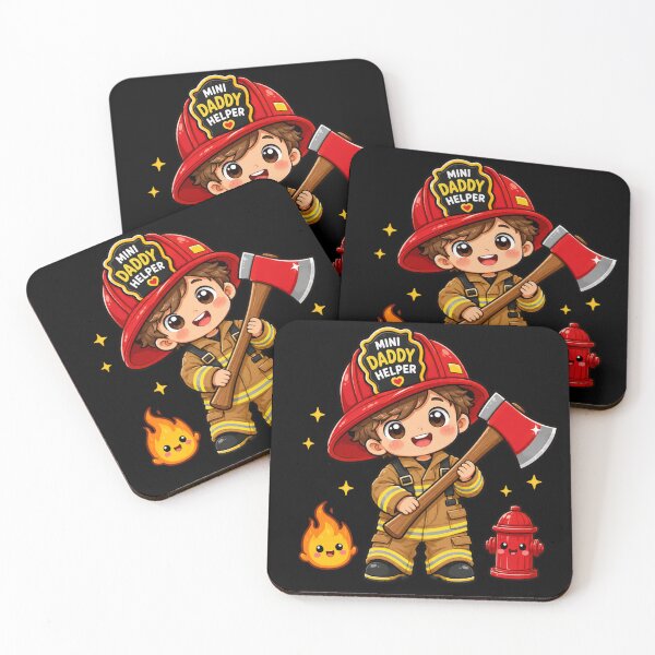 Item preview, Mini Daddy Helper Firefighter | Cute Brown Hair Toddler Firefighter Design designed and sold by HiPatti.