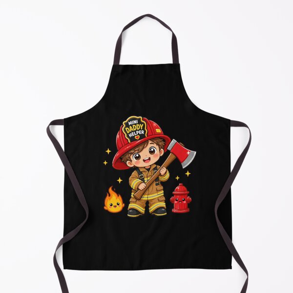 Item preview, Mini Daddy Helper Firefighter | Cute Brown Hair Toddler Firefighter Design designed and sold by HiPatti.